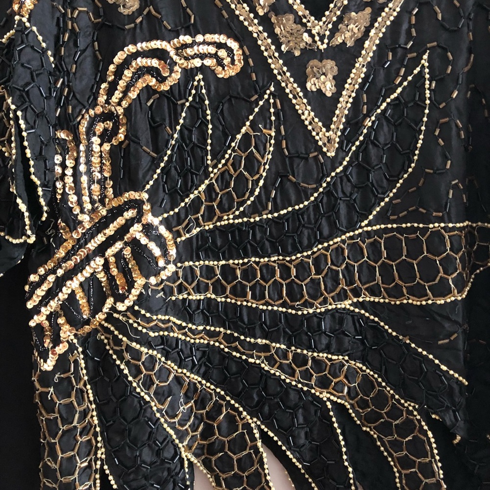 Black Beaded Two Pie Skirt Set